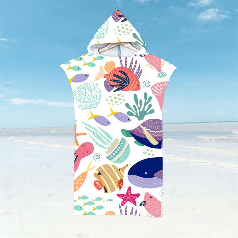 Microfiber Quick-Dry Hooded Beach Poncho Bathrobe for Adults