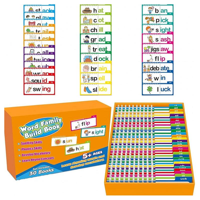 Reading Cards 30 Read And Rhyme Flipbooks Word Family Build Books Flash Cards Kindergarten Vocabulary Educational Reading Game