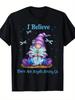 Gnome I Believe Angels Are Among Us Dragonfly T-Shirt Men's T-Shirt Breathable Crew Neck Regular Fit