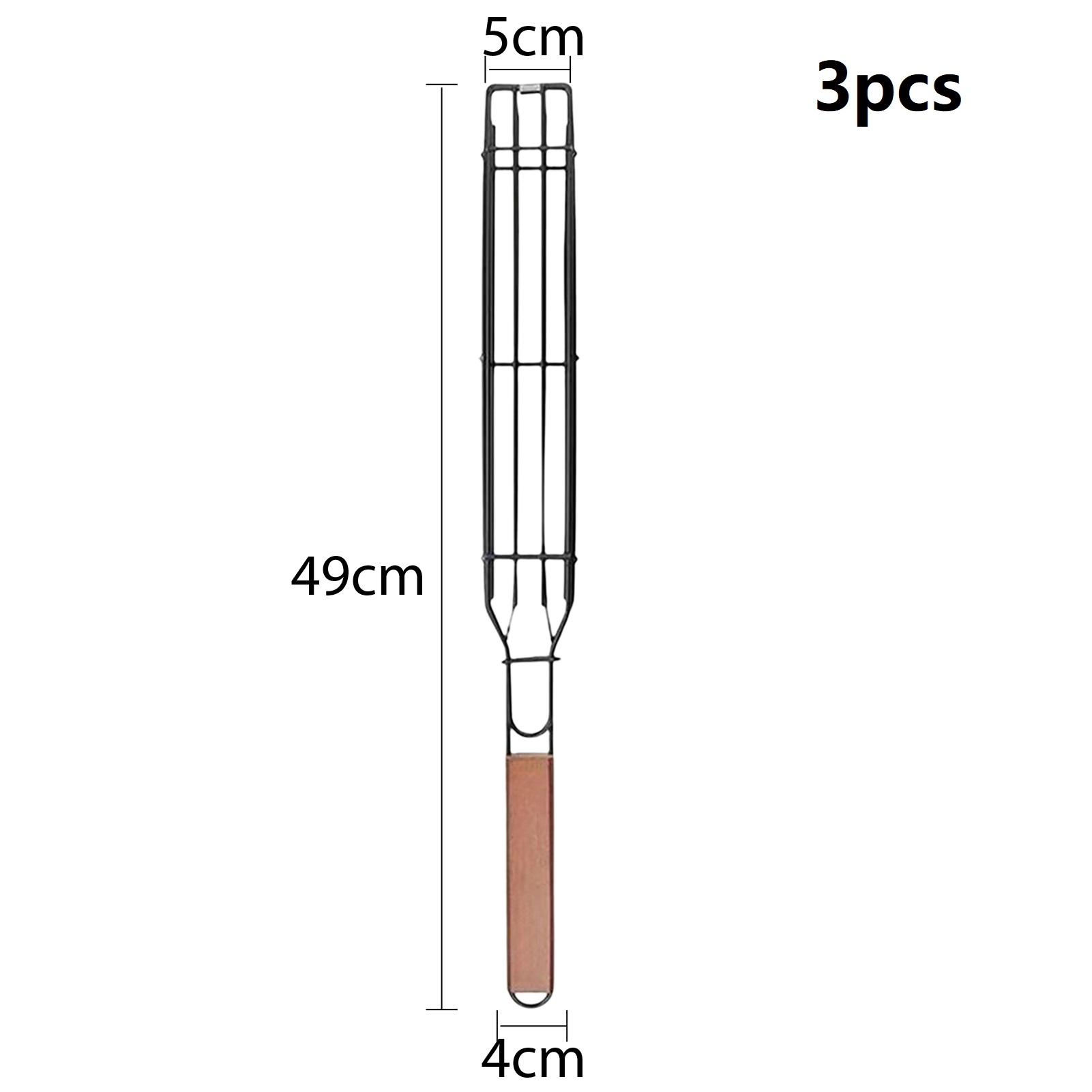 1/3pcs BBQ Basket,Stainless Steel Non Stick Barbecue Grills Basket Clip,Portable BBQ Sausage Hot Dog Grilling Basket,For Outdoor 1pcs
