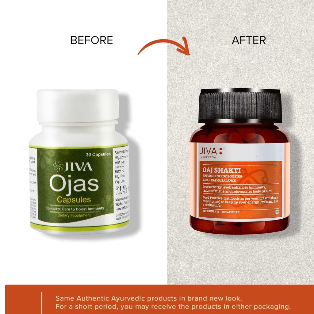 Jiva Oaj Shakti Capsules 30 Count Pack of 1 for Physical Strength, Stamina Boost, Energy and Mental Performance