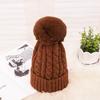 Autumn and Winter Twist Fur Ball Woolen Hat for Women Fashionable Thickened Cold Hat Outdoor Casual Windproof and Warm Knitted Hat for Men