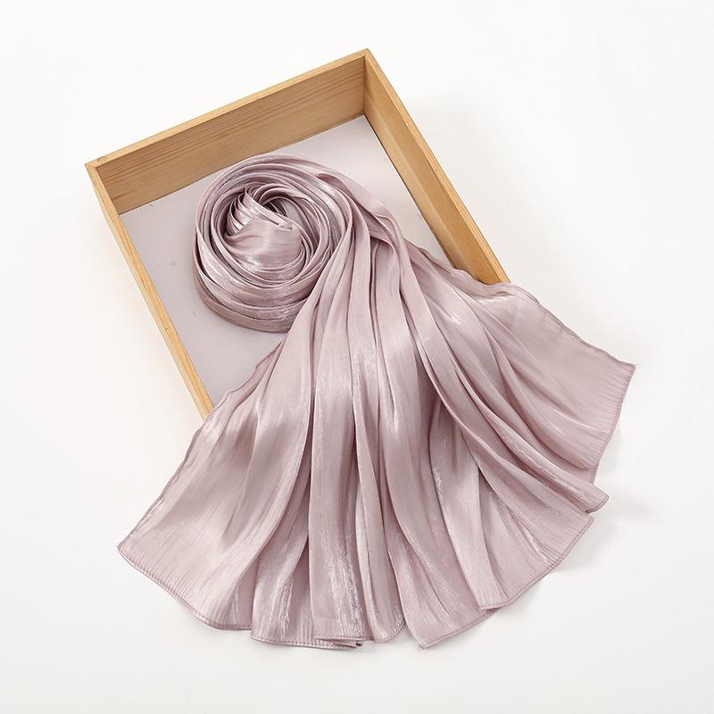 Premium Shimmer Silk Satin Hijab Scarf Women Luxury Solid Color Plain Hijab Shiny Shawl Silk Feeling Stain Wraps Shiny Stoles