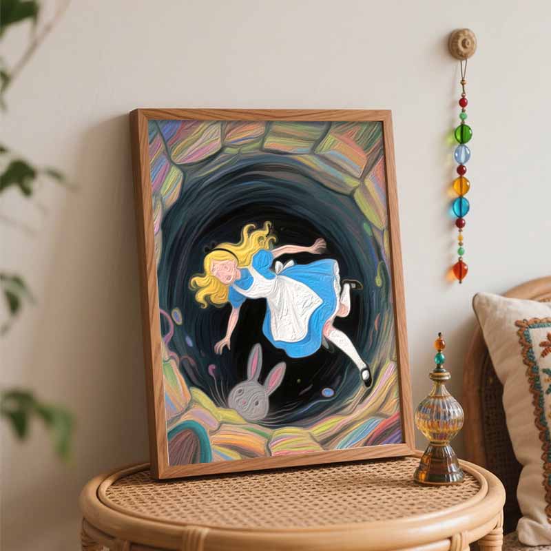 Disney Alice In Wonderland Rabbit Falling Oil Paint by Numbers Painting Kit Handmade Diy Home Decoration Gift