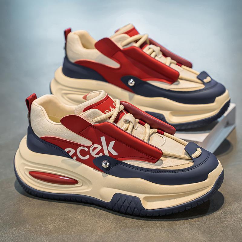 Shoes new spring and autumn new youth leather waterproof sports platform casual dad shoes
