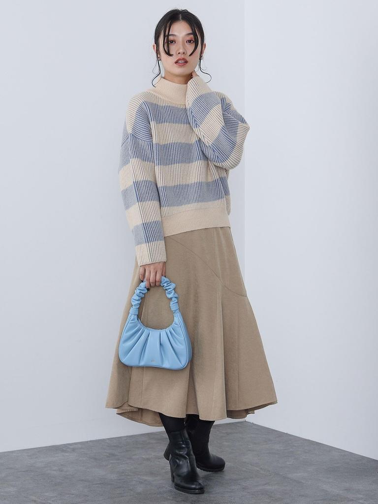 Strick-Farbschema Border Knit IVORY Einheitsgröße [Beams Heart] L/S Damen