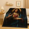 Retro Jesus Virgin Mary Art Flannel Blanket,Ultra Soft Warm Plush Throw for Home Bedroom Bed Sofa Cover Office Travel Gift Kid