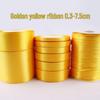 Golden Yellow Silk Ribbon for Gift Wrapping: Colorful, Satin, Woven Flowers, 0.3cm-7.5cm, Perfect for Thanksgiving