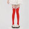 Christmas Thigh High Stockings Over the Knee Socks Halloween Cosplay Costumes for Womens Red Thigh High Socks with Bows