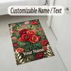 Floral Garden Theme Crystal Velvet Rug Personalized Custom Name Text Soft Floor Mat Home Decor
