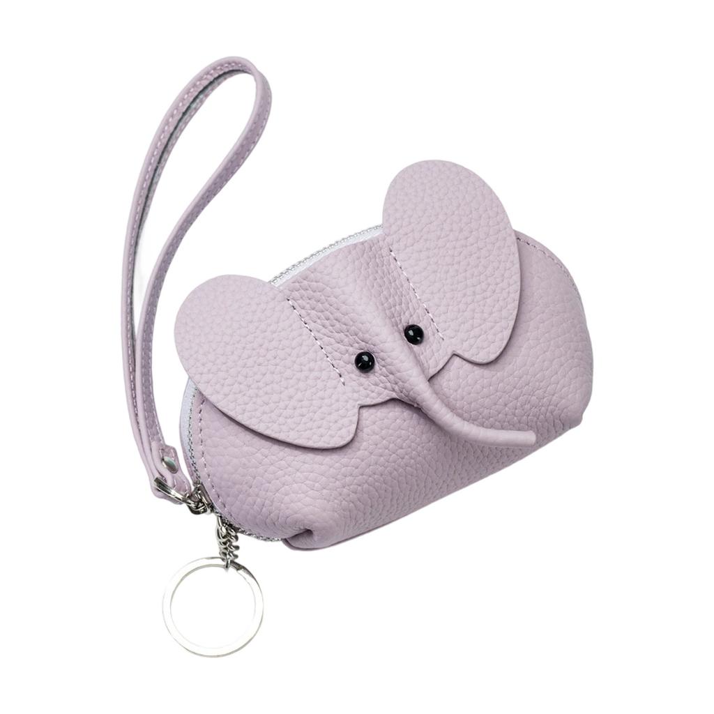 Sturdy Genuine Leather Elephant Designs Card Holders Zippered Wallet for Women