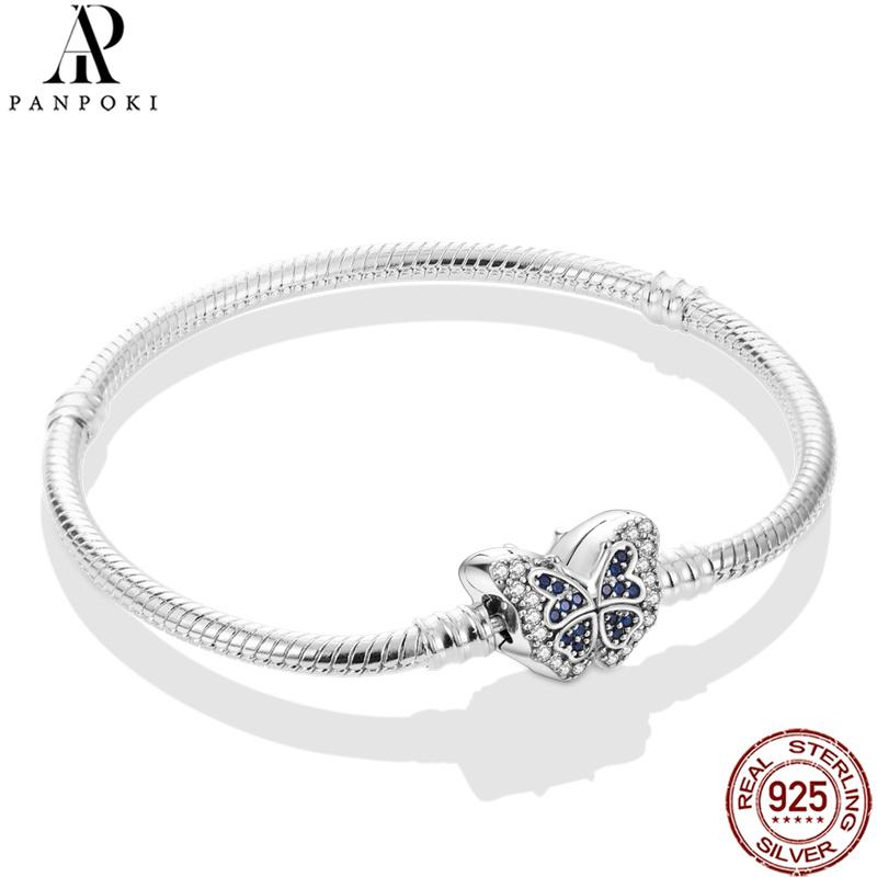 20 Style Original 17CM-20CM 925 Silver Snake Basic Bracelet Heart Moon Star Women DIY CZ Jewelry Fit Beads Charm