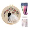 3 Pack Cotton Embroidery Starter Kit, Couple Themed Stamped Cross Stitch Set with Hoop, Pattern Fabric and Guide for Beginners