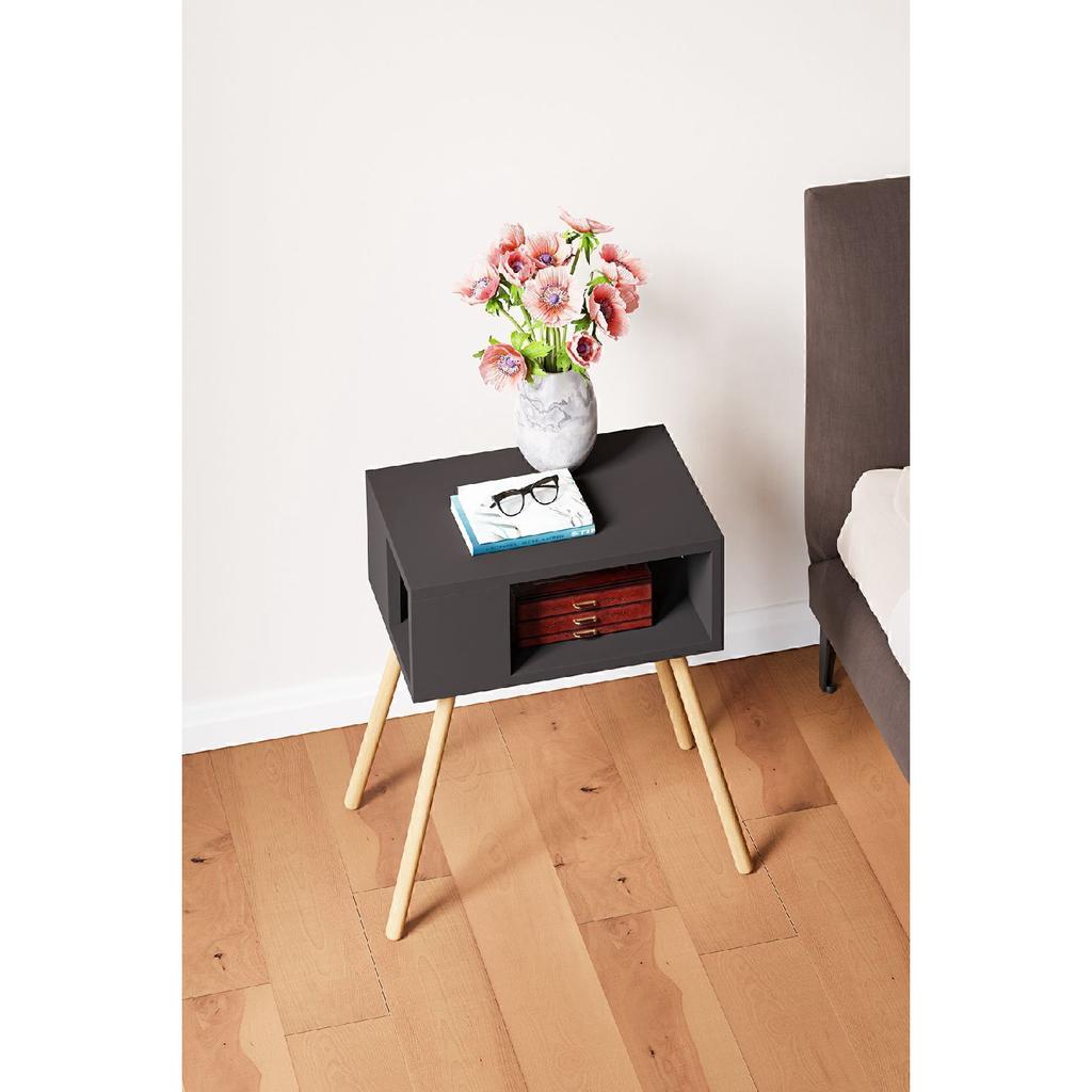 Wooden Leg Nightstand With Decorative Shelves - Atlantic Pine