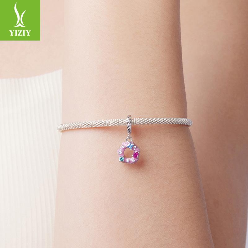 Dream Sweet Donut Pendant Accessories S925 Sterling Silver Macaron Girl Heart Diy Beads