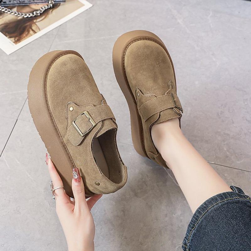 Neue Winter Damen Schnalle Freizeit Schuhe Indoor Outdoor Warme Plüsch Baumwollschuhe Slipper Mode Damen Ballerinas Zapatos De Mujer