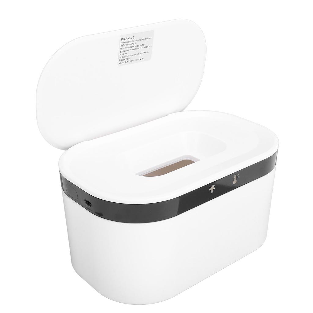 Baby Wipe Warmer Constant Temperature USB Powered Wet Wipes Heater Dispenser with Night Light White