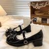2025 Spring and Autumn New Korean Temperament Round-toe Bow Mary Jane Shoes Sweet and Versatile British-style Leather Shoes
