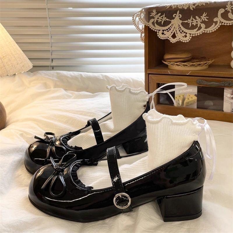 2025 Spring and Autumn New Korean Temperament Round-toe Bow Mary Jane Shoes Sweet and Versatile British-style Leather Shoes