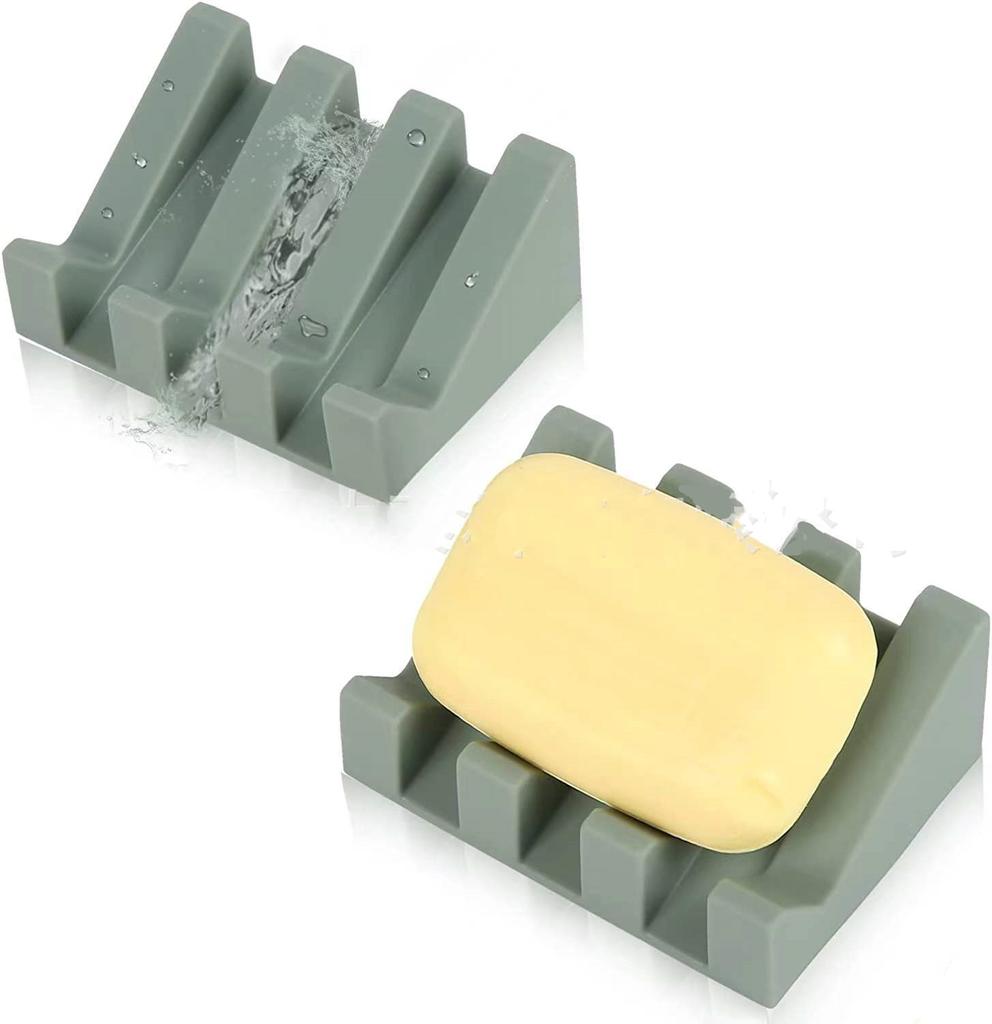 Silicone Soap Dish Soap Dispenser Tilt Drain Soap Box  Bathroom Bath Soap  Storage Holder Kitchen Sponge Storage Rack
