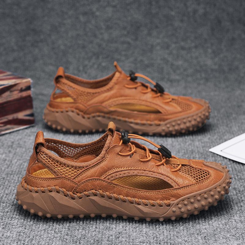 

Летние сандалии для мужчин, дышащая походная обувь, мужские сандалии для пляжа, кемпинга, скалолазания, аква-кроссовки 38 коричневый