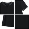 Plus-size black top, summer patchwork short-sleeve, loose and breathable casual women's t-shirt