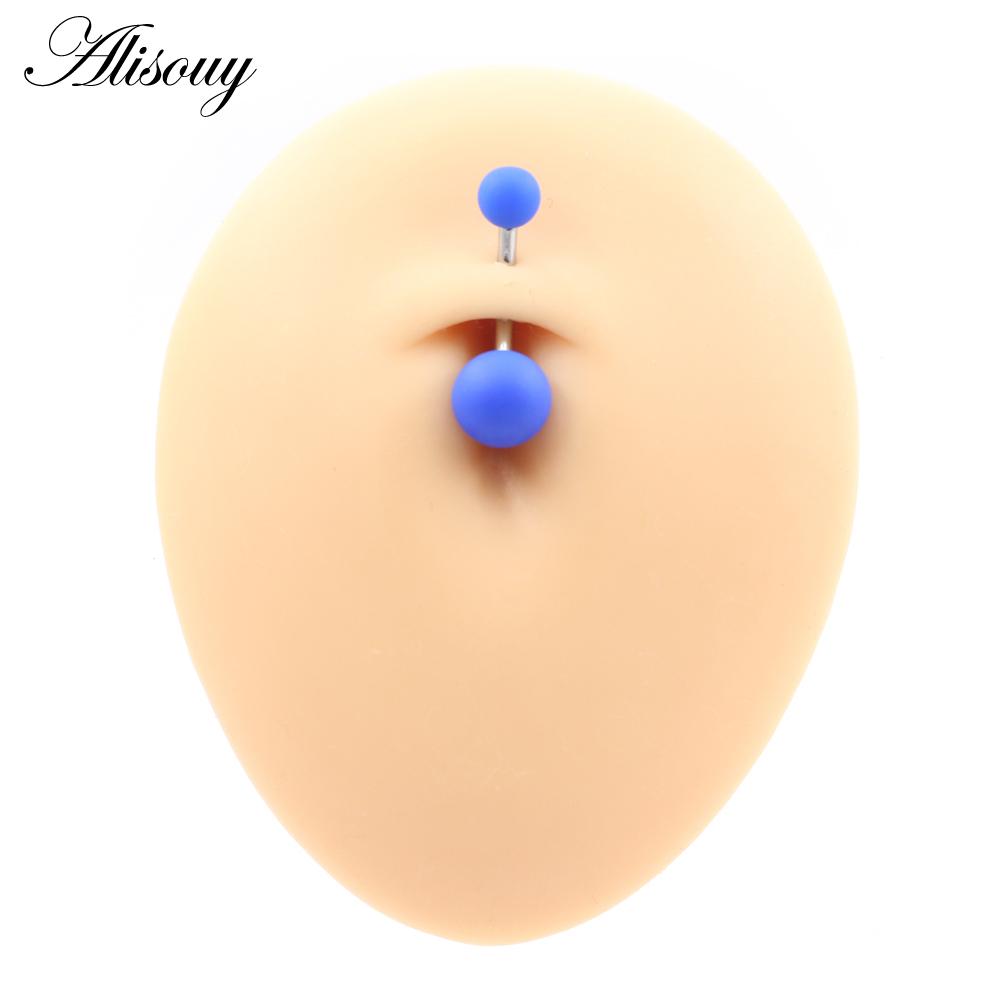 Alisouy 1 buc 14G sexy bomboane colorate cauciuc oțel inoxidabil bară buric inel piercing club de noapte fată femei corp bijuterii