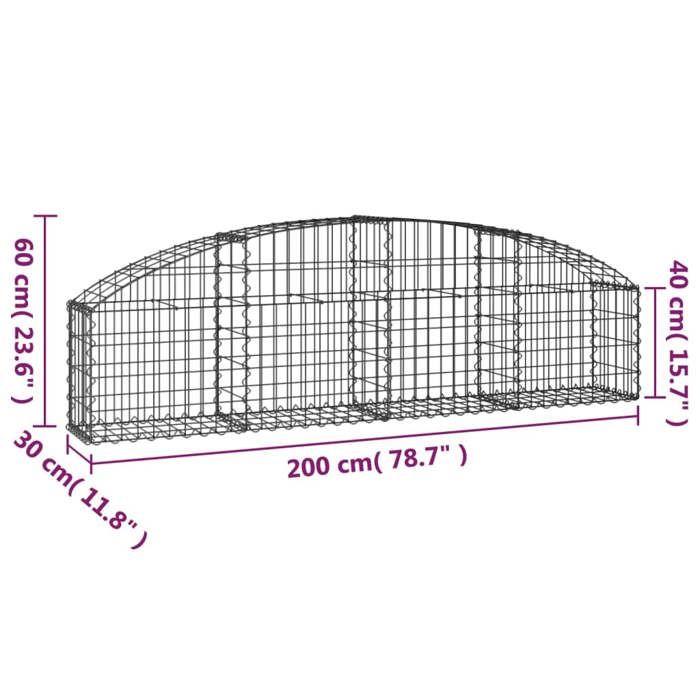 VidaXL Panier de Gabions Arqué Cage à Gabion Mur de Gabion Panier à Pierre Gabion pour Pierre Jardin Patio Extérieur 153462