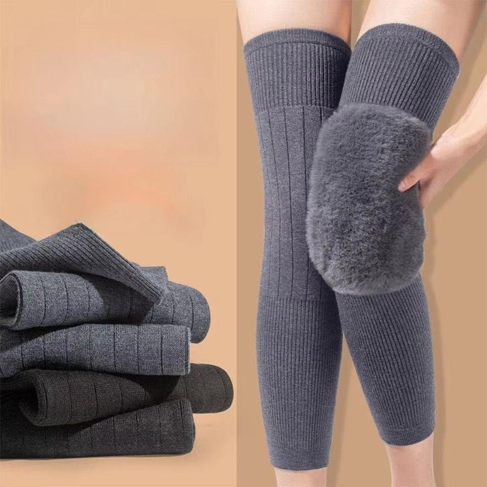 Cold-proof Warm Knee Pads Windproof Elastic Thick Knee Protector with Straps Wraps Leg Thermal Leg Warmers Old Cold Legs