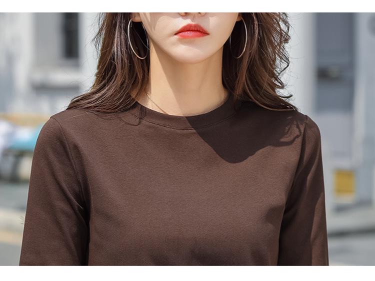 Women's Mid-Sleeve T-Shirt 2024 Korean Style Solid Color Base Layer Top Casual