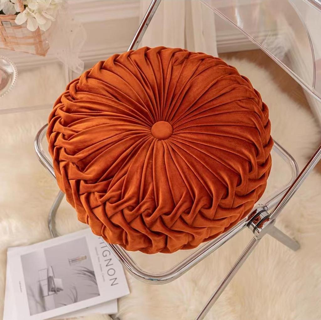 Nordic Pumpkin Pleated Round Throw Pillow Cushion for Sofa & Living Room