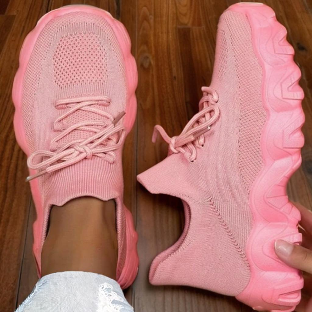 Dzianinowe Codzienne Trampki Modne Grube Buty Siatkowe Trampki na Platformie Oddychające Buty do Chodzenia Sportowe Buty z Grubą Podeszwą