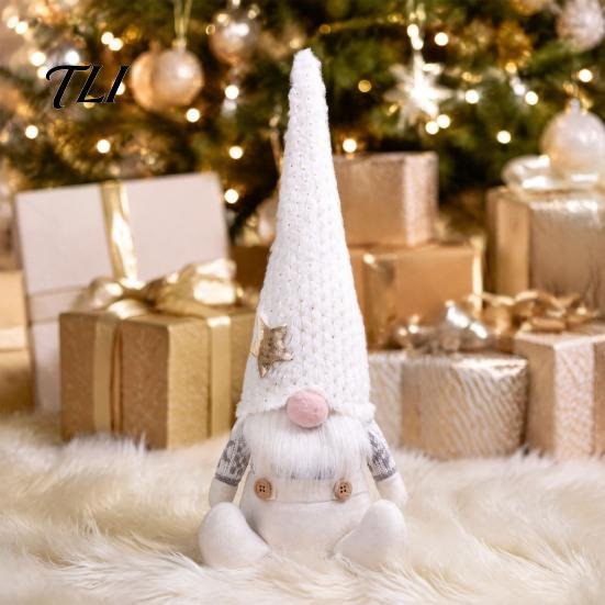 Plush Holiday Table Ornaments Christmas Knit Gnome Plush, Nordic Forest Elf Faceless Doll Figurine Decorative Stuffed Dolls for Shelf, Soft