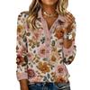Women's Relaxed V,neck Long,sleeved Button,down Floral Pullover Top