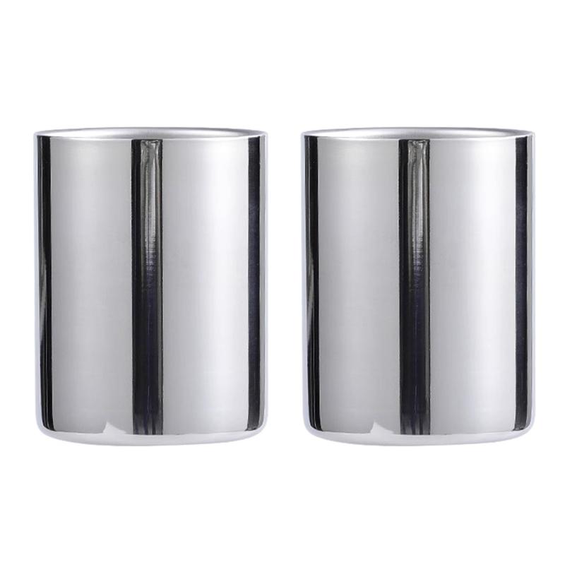 2pcs Stainless Steel Bathroom Toothbrush Holders Rust Resistant Design Toothbrush Cup For Sink Counter Organization