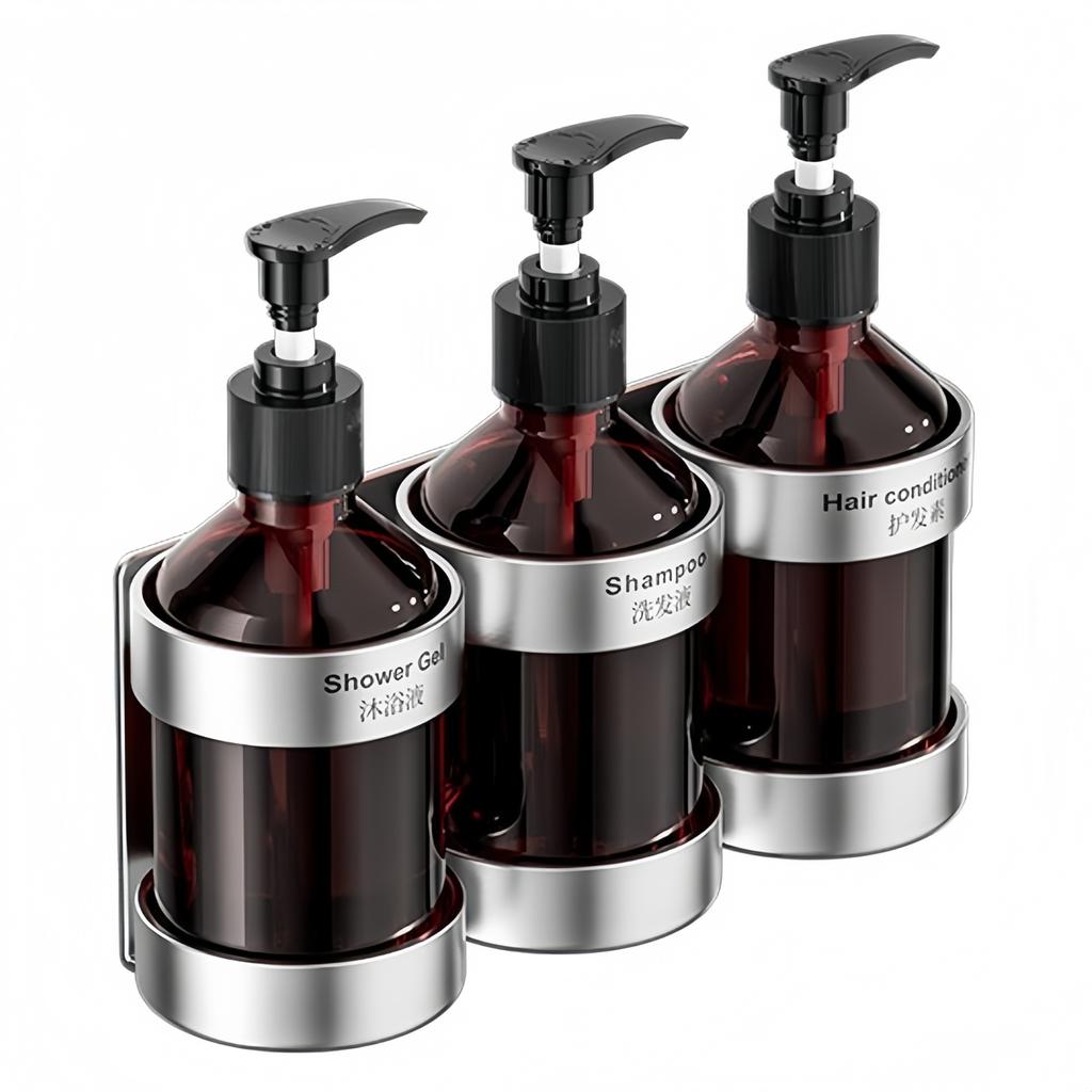 Brown Bathroom Shampoo Holder Easy Refill Soap Pump Bottle Bathroom Soap Holder Easy To Clean Robust Installation