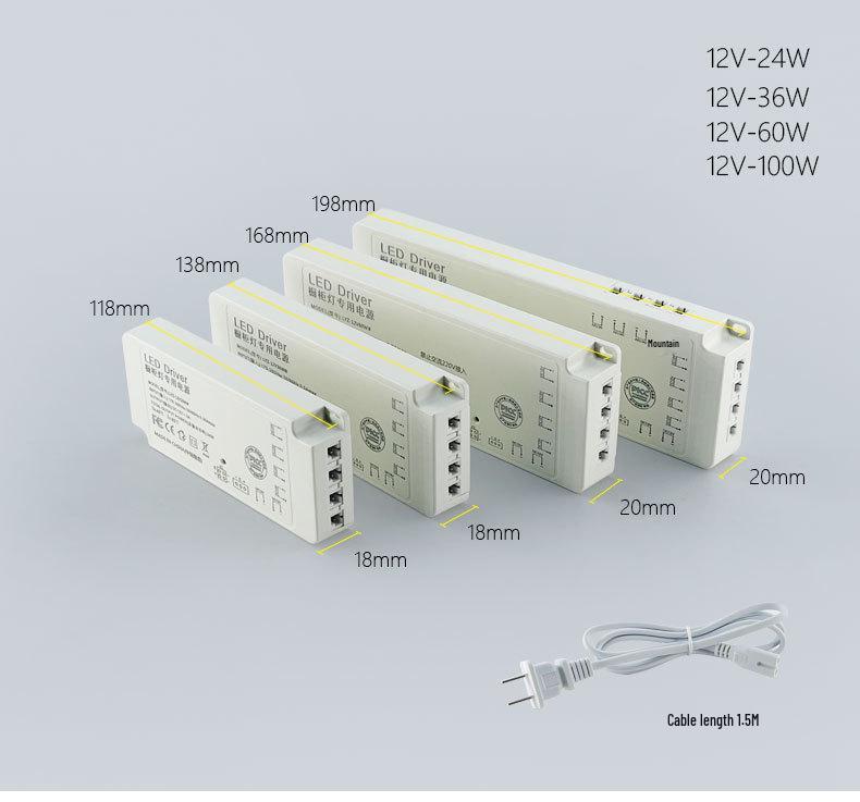 12V/24V LED Driver Power Supply with Wardrobe Light Sensor and Multi-Port Transformer