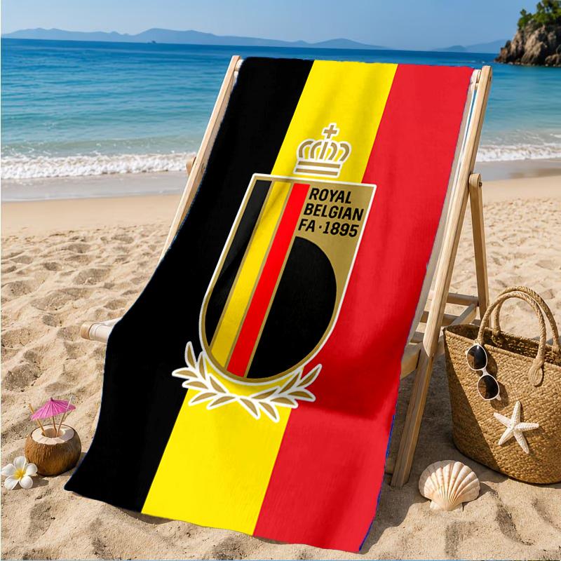 Belgian Football Association Emblem Beach Towel, Quick-drying, Easy to Care for, Suitable for Both Fitness and Beach Vacations,Sports Essential