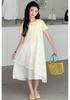 Koreanischer Stil Spitzen Sommer Zweiteiler Kleid mit unregelmäßigem Patchwork - Schichtendesign Midi