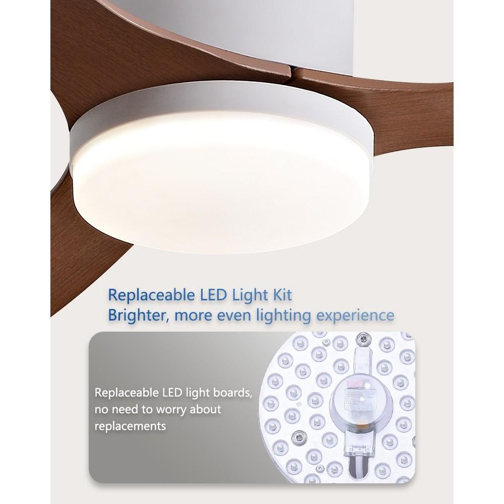 25/42/52in 3 Blades DC Motor Silent Ceiling Fan Lamp Smart Ceiling Fan Light Stepless Dimming LED Lighting Fan