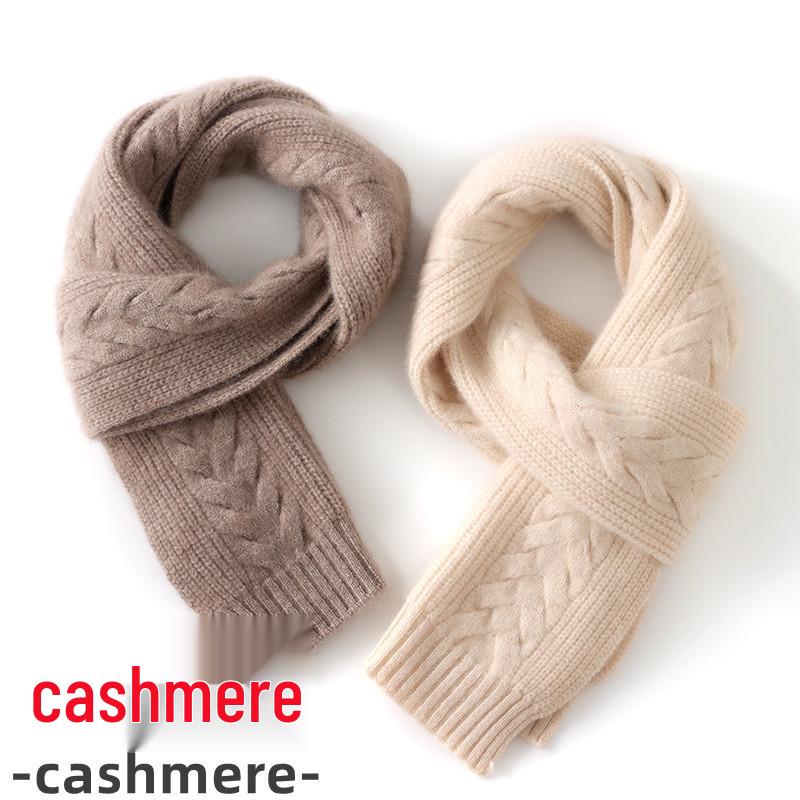 Simple! Unisex Cable Knit Cashmere Scarf: Winter Thick & Versatile Neck Warmer