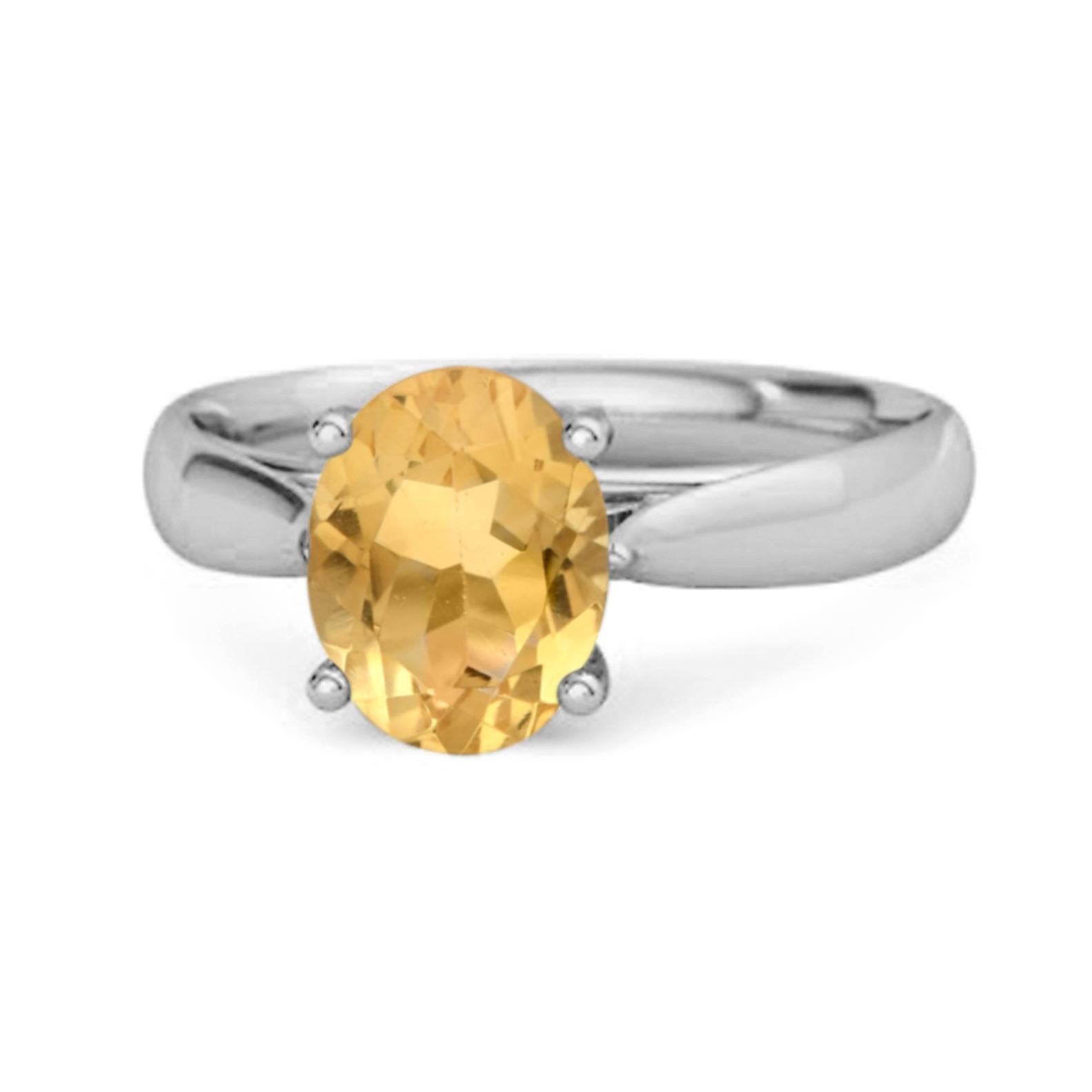 

Citrine Classic Solitaire Design Ring- 925 Sterling Silver 11 білий