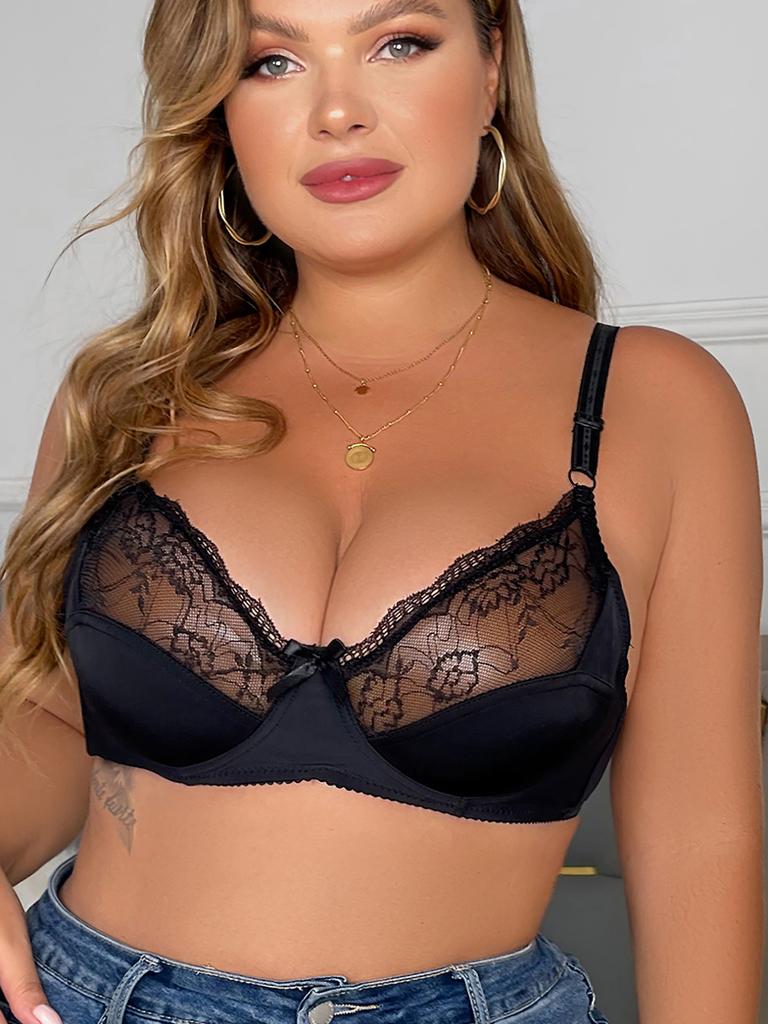 Artdewred sexy ženy krajková podprsenka větší velikosti síťovaná braletka spodní prádlo dámské nevycpané květinové dámské velké podprsenky