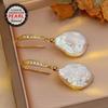 SENIKO Natural Freshwater Big Baroque Pearl Earrings Fashion Cubic Zirconia Pearl Drop Earrings For Women Party Jewelry
