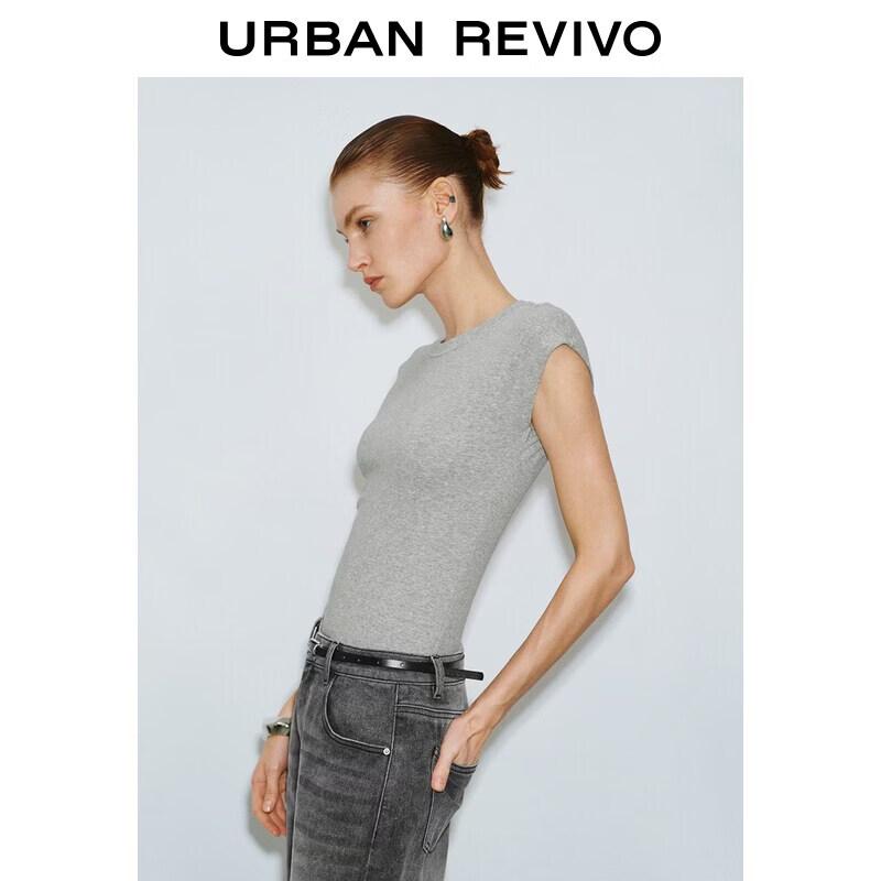 UR Damen Elegantes Schmal geschnittenes Rundhals-T-Shirt mit Fledermausärmeln