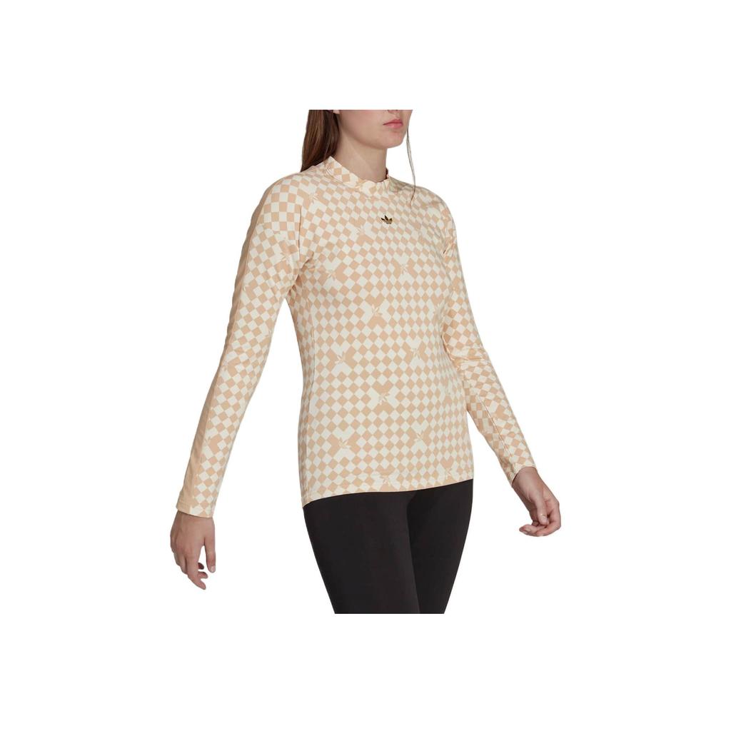 adidas Originals Round Neck Pullover Logo Embroidered Long Sleeve T-Shirt Women Tops Yellow White IA3915