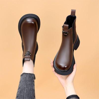 Women's Thick-Soled Martin Boots 2025: British Style Ankle Boots with Winter Fleece-Lining