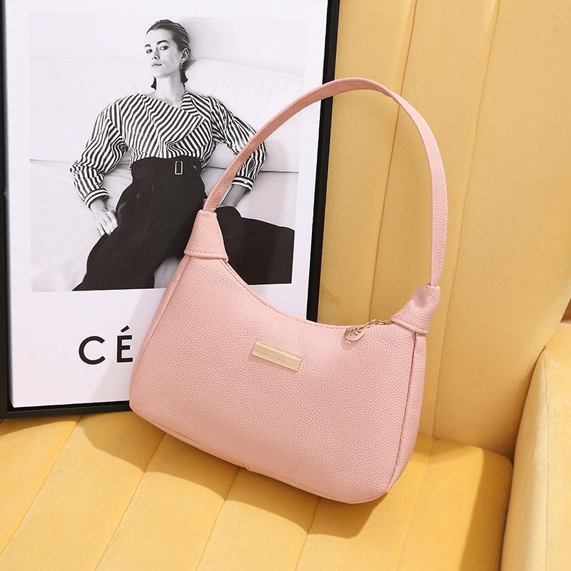 Simple and Fashionable Bag Women's New Women's Bag Portable Solid Color Shoulder Bag Underarm Bag