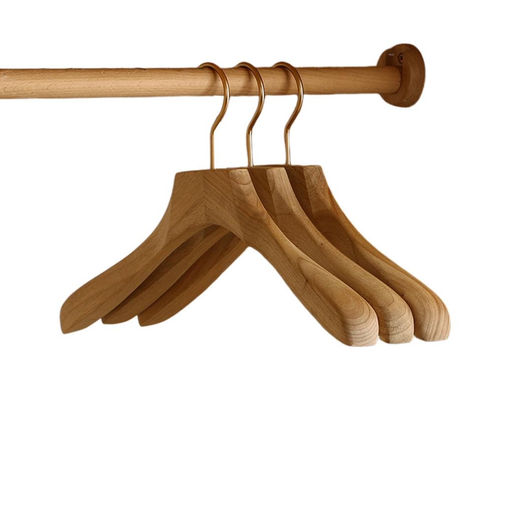 2 Piezas Percha de Madera de Hombro Ancho, Perchero de Madera de Canela con Barra Transversal de Terciopelo, Perchas para Traje con Superficie Lisa Sin Laca