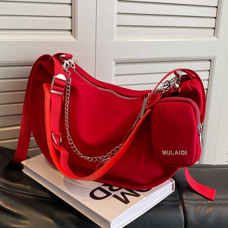Red Canvas Travel Crossbody Bag Women New Versatile Casual Large Capacity Shoulder Bag Temperament Versatile Messenger Bags